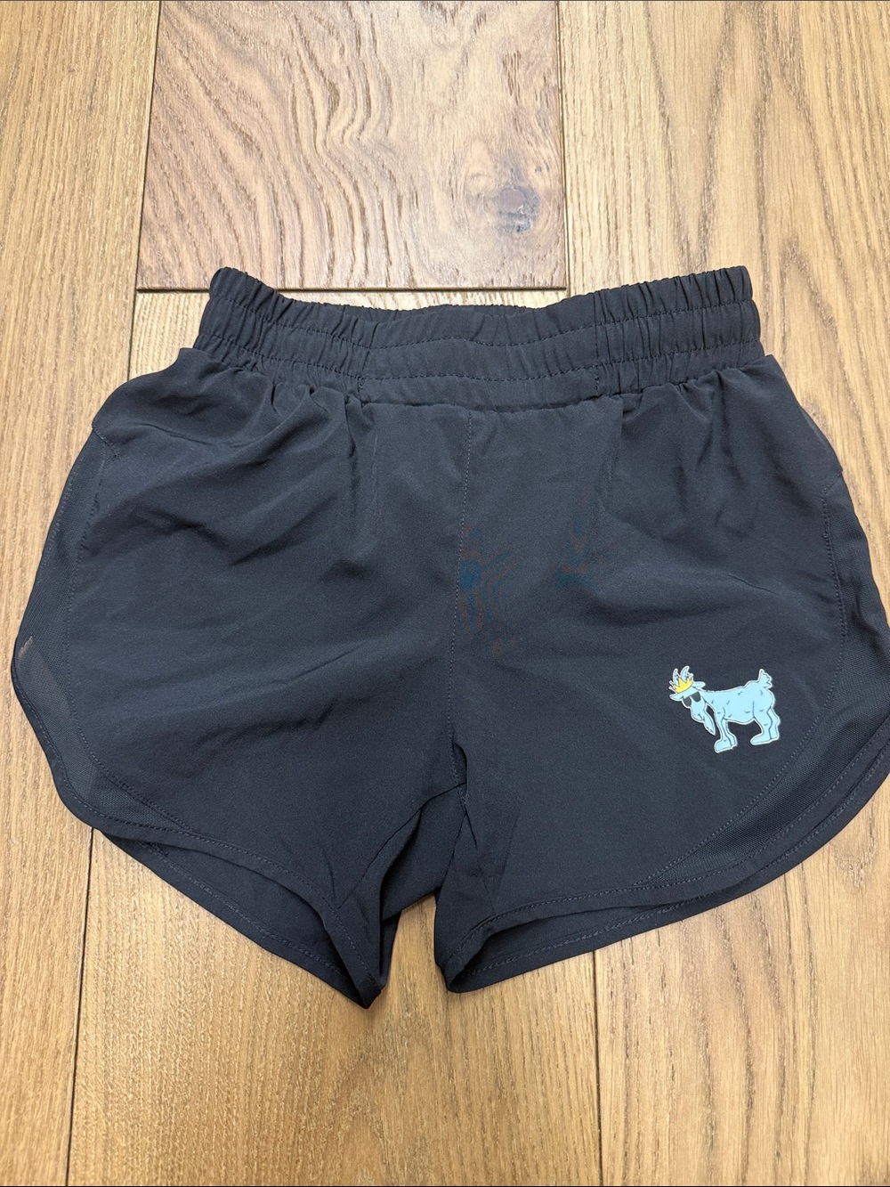 Black Athletic Shorts with Small Goat Patch